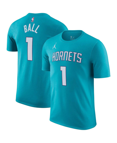 Nike Men's  Lamelo Ball Teal Charlotte Hornets Icon 2022/23 Name And Number T-shirt In Teal