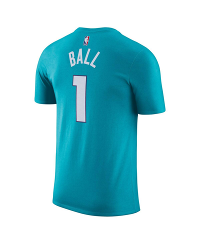 Shop Nike Men's  Lamelo Ball Teal Charlotte Hornets Icon 2022/23 Name And Number T-shirt