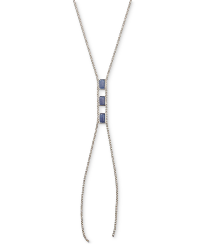 Shop Lucky Brand Silver-tone Triple Stone Lariat Necklace, 18" + 3" Extender