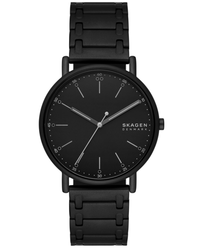 Shop Skagen Men's Signatur Three Hand Black Stainless Steel Watch 40mm
