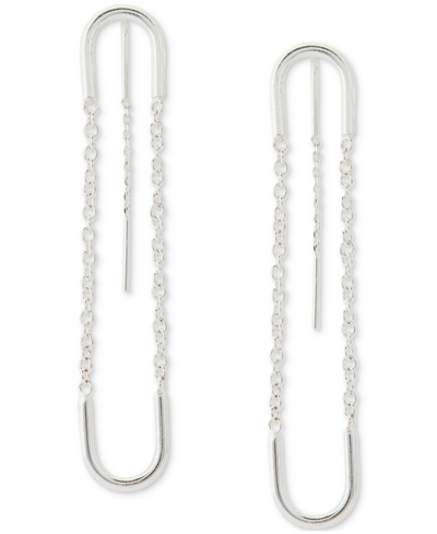 Shop Lucky Brand Modern Stud Chain Earrings In Silver