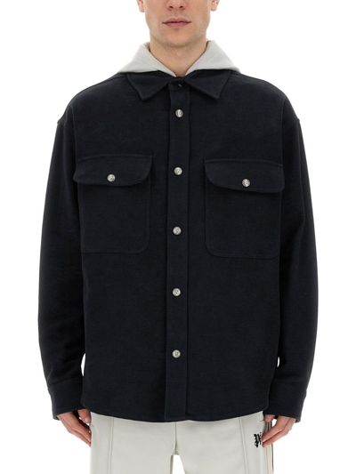 Shop Palm Angels Shirt-jacket With Monogram In Black