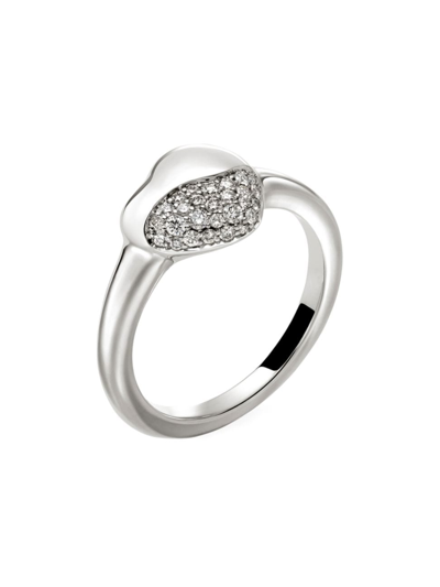 Shop John Hardy Women's Pebble Sterling Silver & 0.22 Tcw Diamond Heart Ring