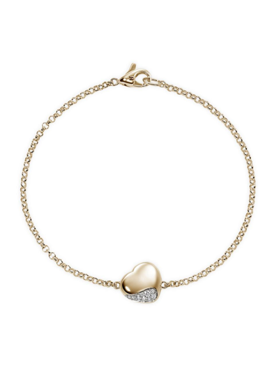 Shop John Hardy Women's Pebble 14k Yellow Gold & 0.07 Tcw Diamond Heart Charm Bracelet