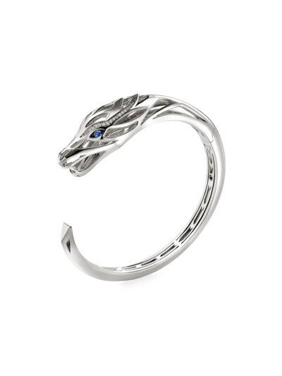 Shop John Hardy Women's Naga Dragon Sterling Silver, 0.23 Tcw Diamond & Blue Sapphire Cuff