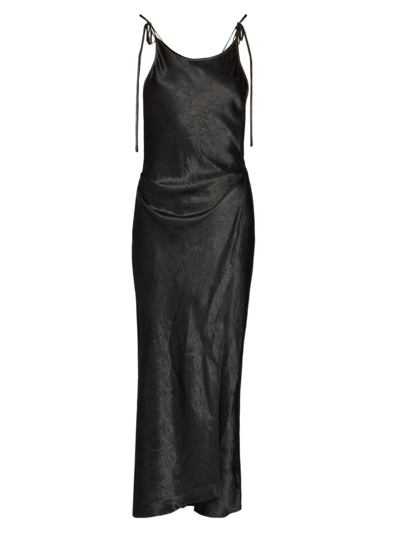 Shop Acne Studios Women's Dayla Satin Wrap Maxi Dress In Black
