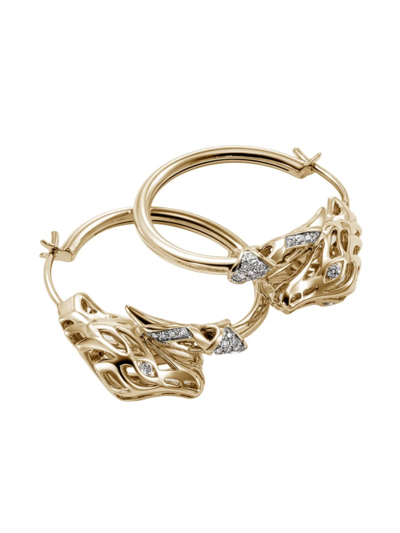 Shop John Hardy Women's Naga Dragon 14k Yellow Gold & 0.20 Tcw Diamond Hoop Earrings