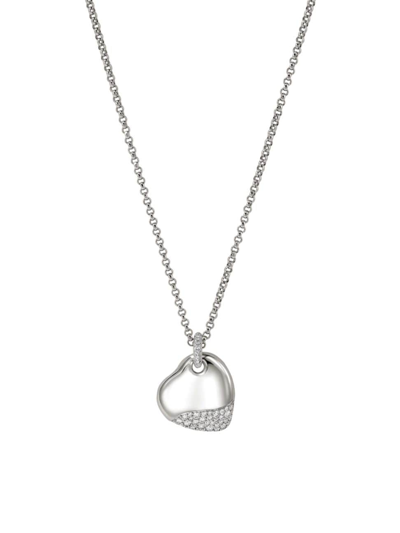 Shop John Hardy Women's Pebble Sterling Silver & 0.62 Tcw Diamond Heart Pendant Necklace