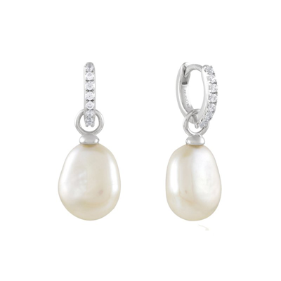 Shop Arvino Baroque Pearl Drop Huggies In White