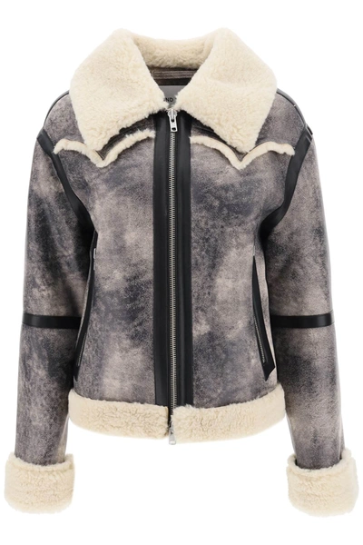 Shop Stand Studio 'lessie' Faux Shearling Jacket In Grey, White