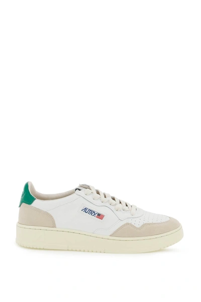 Shop Autry Leather Medalist Low Sneakers In White, Green