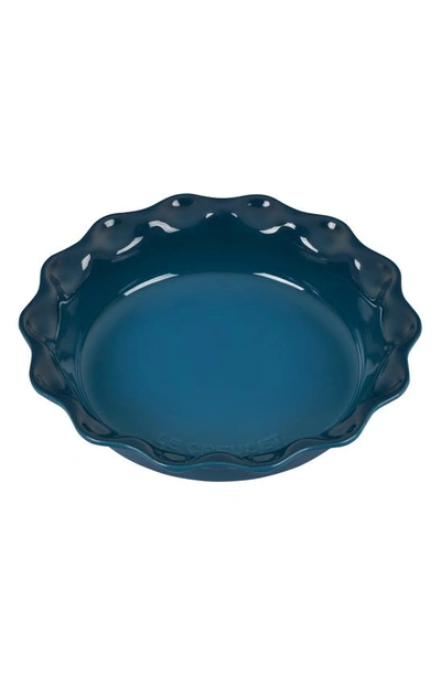 Shop Le Creuset Heritage 9-inch Stoneware Pie Dish In Deep Teal