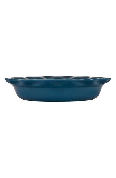 Shop Le Creuset Heritage 9-inch Stoneware Pie Dish In Deep Teal