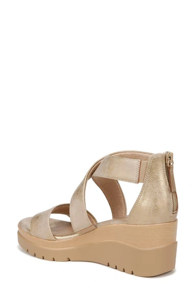 Soul Naturalizer Goodtimes Ankle Strap Wedge Sandals In Gold Faux Leather