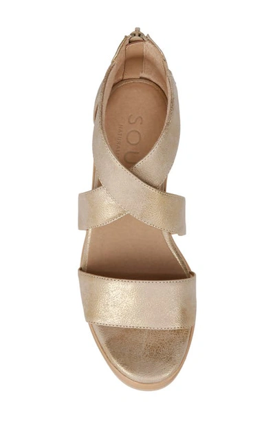 Shop Soul Naturalizer Goodtimes Ankle Strap Wedge Sandal In Gold Faux Leather
