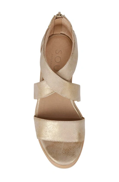 Soul Naturalizer Goodtimes Ankle Strap Wedge Sandals In Gold Faux Leather