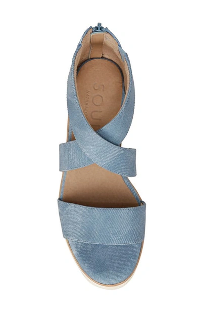 Shop Soul Naturalizer Goodtimes Ankle Strap Wedge Sandal In Mid Blue Faux Leather