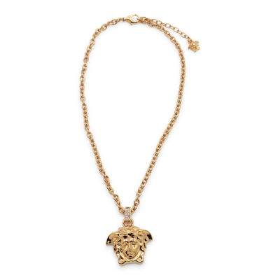 Shop Versace Medusa Charm Necklace In Gold