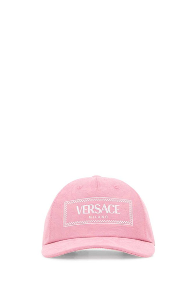 Shop Versace Barocco Pattern Baseball Cap In Pink