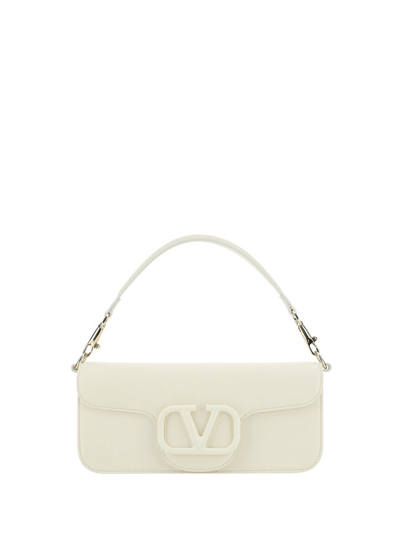 Shop Valentino Locò Logo Plaque Shoulder Bag In White
