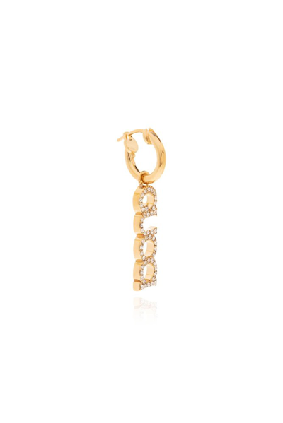Shop Gucci Logo Plaque Embellished Mono Earring In Gold