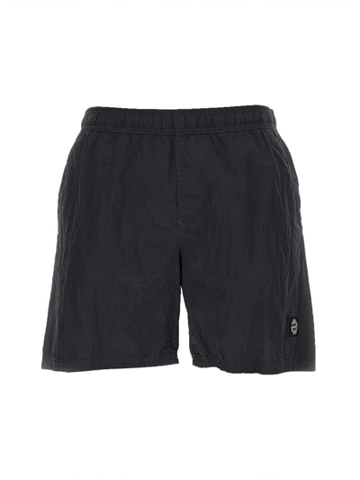 Shop Stone Island Logo Patch Swimming Shorts In Black