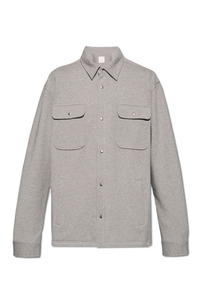 Shop Givenchy Logo Embroidered Fleece Shirt In Grey