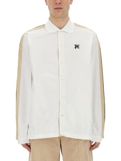 Shop Palm Angels Monogram Detailed Buttoned Shirt In White