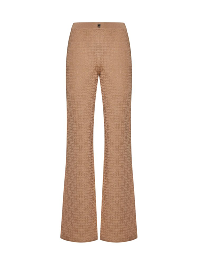 Shop Givenchy 4g Jacquard Flared Trousers In Brown