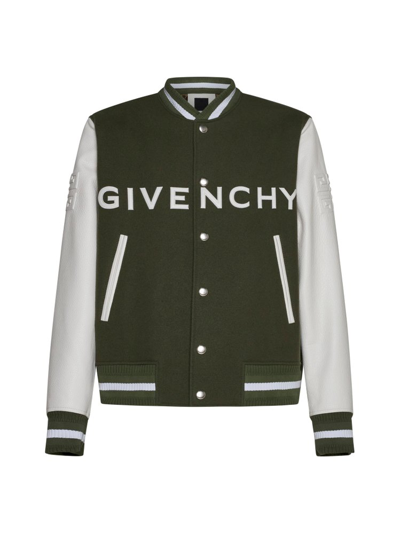 Shop Givenchy Logo Embroidered Varsity Bomber Jacket In Multi