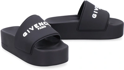 Shop Givenchy Logoed Rubber Platform Slides In Black