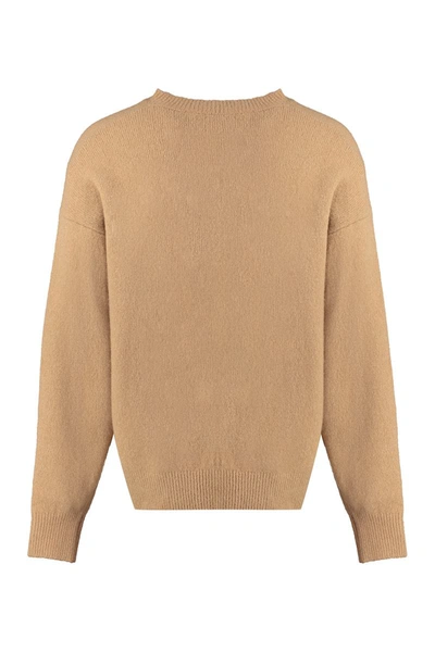 Shop Palm Angels Logo Crew-neck Sweater In Camel