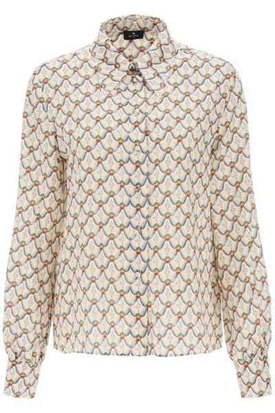 Shop Etro Crepe De Chine Shirt With Floralia Motif