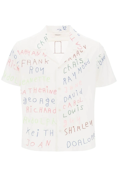 Shop Bode Familial Bowling Shirt With Lettering Embroideries