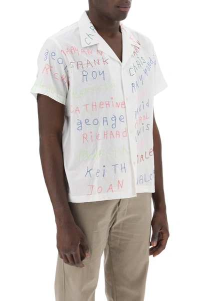 Shop Bode Familial Bowling Shirt With Lettering Embroideries