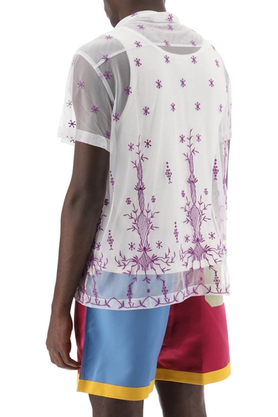 Shop Bode Lavandula Bowling Shirt In Embroidered Tulle