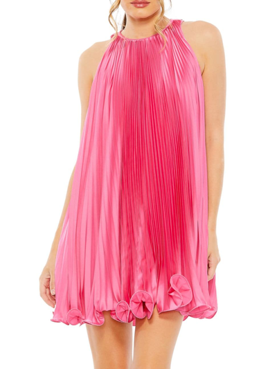 Shop Mac Duggal Women's Pleated Ruffled Minidress In Candy Pink