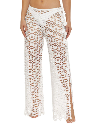 Shop Trina Turk Women's Chateau Lace Cover-up Pants In Vanilla