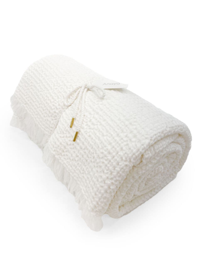 Shop Anaya Euro Cotton Waffle Weave Bed Blanket In White