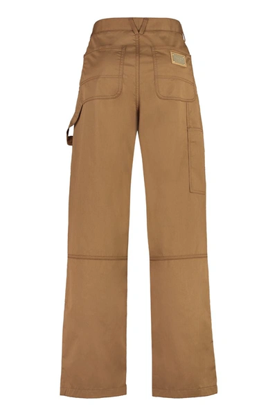 Shop Dolce & Gabbana Stretch Cotton Trousers In Brown
