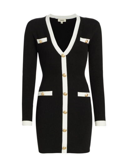 Shop L Agence Women's Uzma V-neck Minidress In Black White