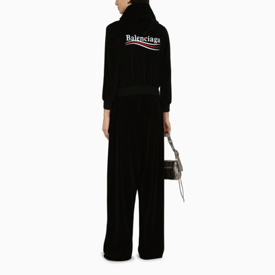 Shop Balenciaga Black Cotton Zip Sweatshirt With Logo Women