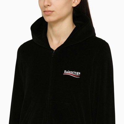 Shop Balenciaga Black Cotton Zip Sweatshirt With Logo Women