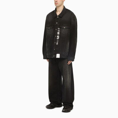 Shop Balenciaga Black Denim Baggy Pants With Size Stickers Men