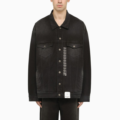 Shop Balenciaga Black Denim Jacket With Size Stickers Men