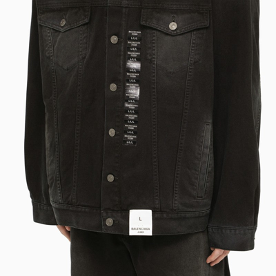 Shop Balenciaga Black Denim Jacket With Size Stickers Men