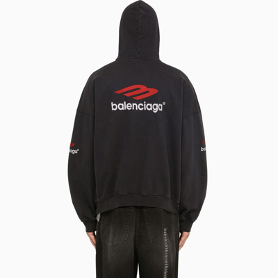 Shop Balenciaga Icon 3b Sport Hoodie Black/red Men