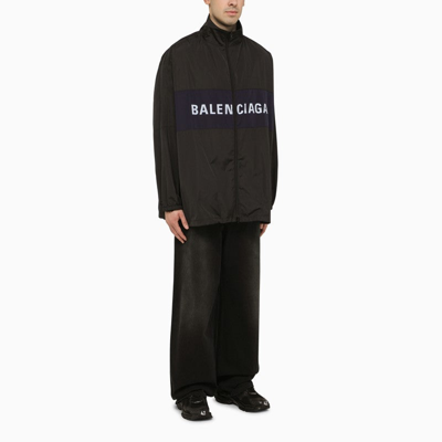 Shop Balenciaga Lightweight Black Nylon Jacket With Logo Men