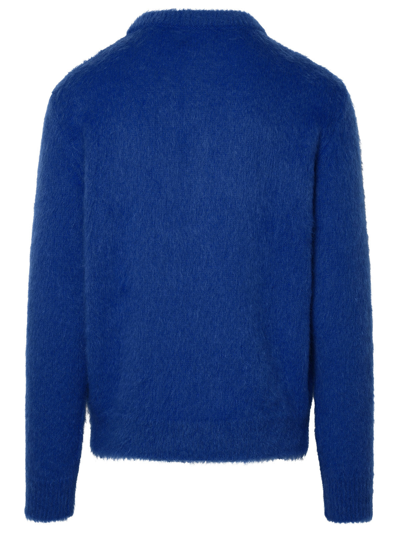 Shop Balmain Man Blue Virgin Wool Blend Sweater