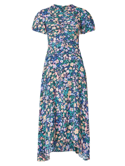 Shop Shoshanna Women's Anita Floral Midi-dress In Navy Multi